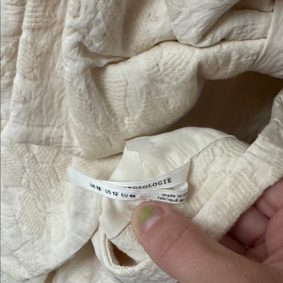 Anthropologie Cream Floral Flower Textured Shift Mini Dress Bow Strapless 12 - Picture 5 of 6